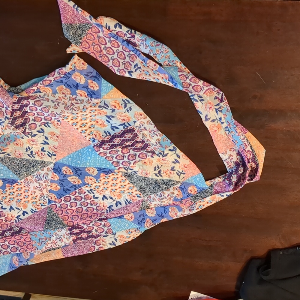 Sheer Patchwork Patterned Blouse Top - Picture 6 of 7